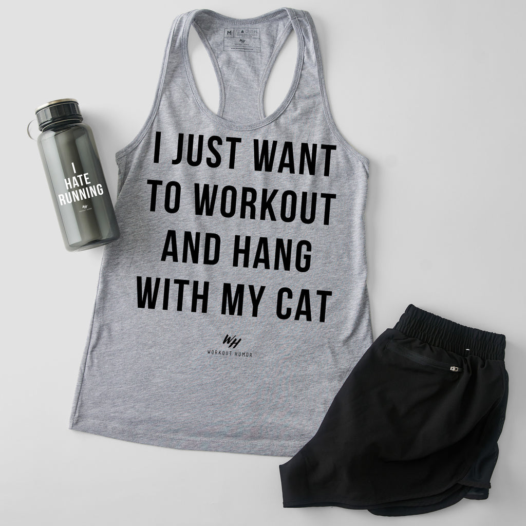 I Just Want to Workout And Hang With My Cat Racerback Tank Top - Women's